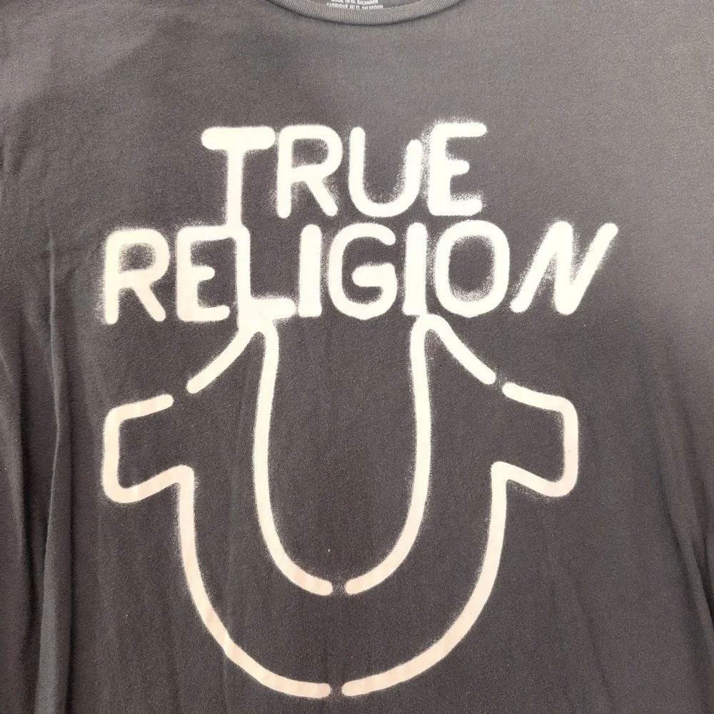 True Religion‎ Men's Gray Logo Graphic Tee XXL
